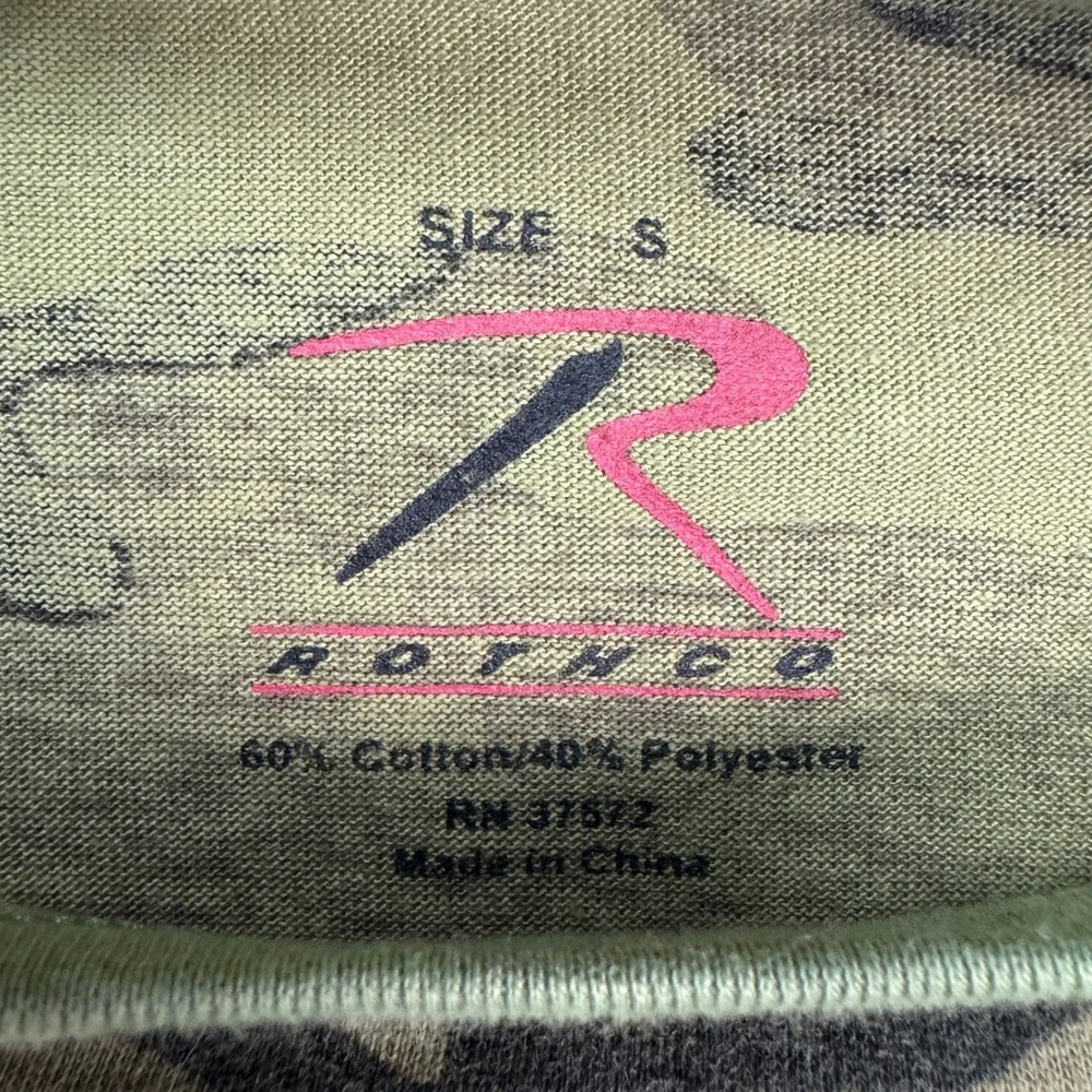 Rothco T Shirt Mens‎ Small Green Vintage Woodland Camo Military Tactical New